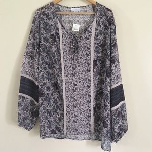 Thin Flowing Boho Long Sleeve Top